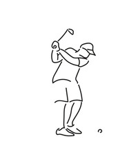 Golfer action in outline icon design illustration
