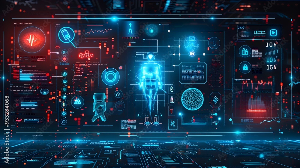 Poster personalized health dashboard displaying real time data and trends from connected devices