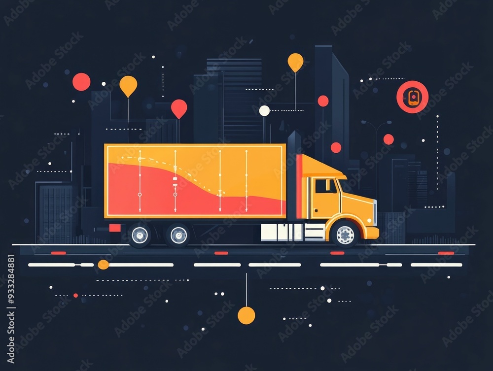 Poster flat design of a digital supply chain tracking system with data management logistics optimization an
