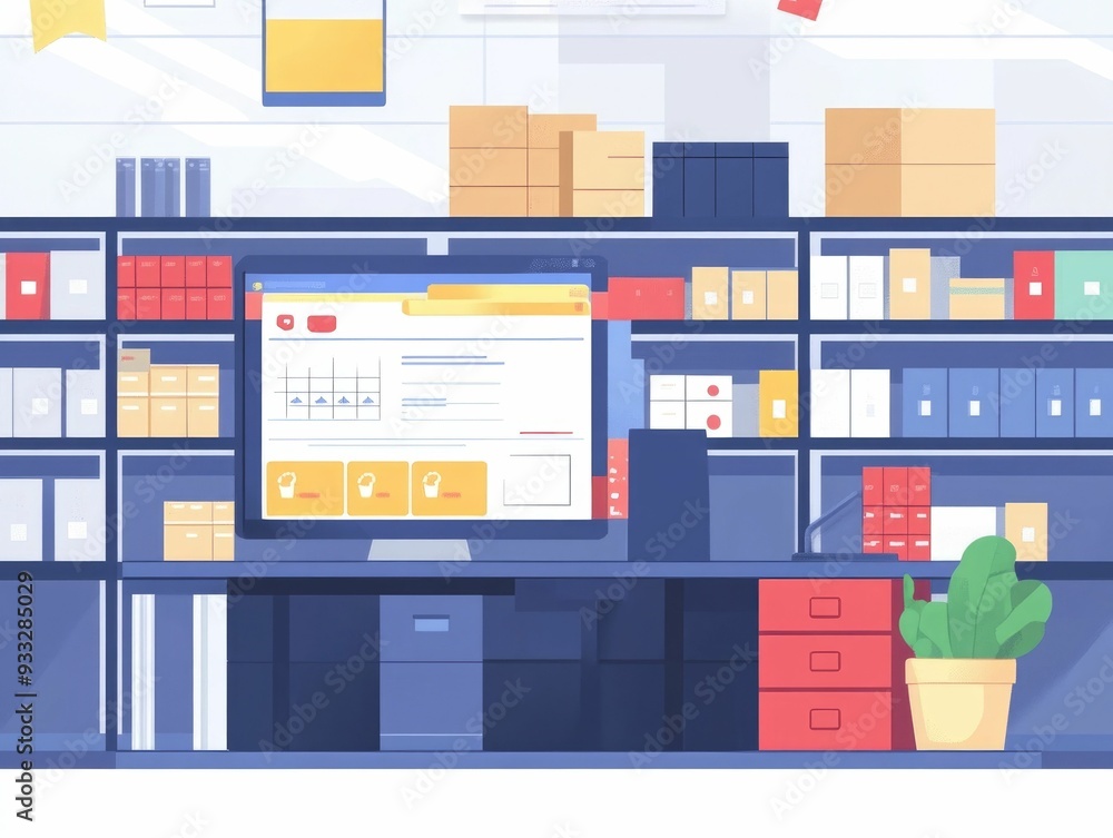 Poster automated supply tracking and alerts system with flat design for logistics warehouse and inventory m