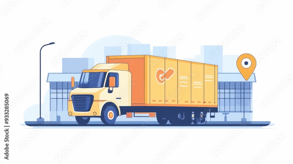 Poster flat design showcasing the optimization of logistics vehicle maintenance schedules and transportatio