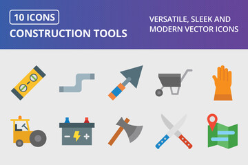 Construction Tools Flat Icon Set