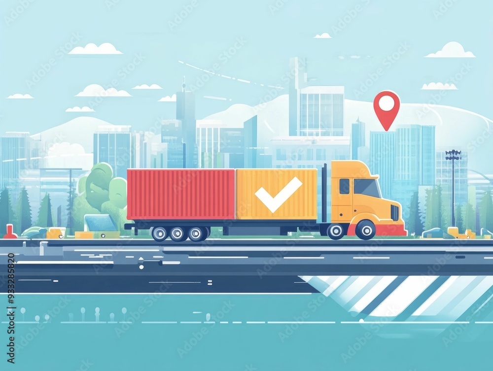 Poster collaborative logistics tracking system in flat design depicting data optimization and supply chain 