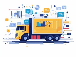 Naklejka premium Optimized Supply Chain Logistics with Real Time Analytics for Enhanced Business Efficiency Visibility and Intelligence Driven Decision Making