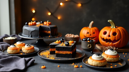 halloween pumpkin cake with candles
