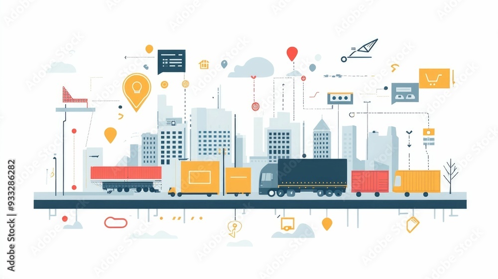 Poster streamlining supply chain through automated dispatch and tracking optimized logistics efficient deli