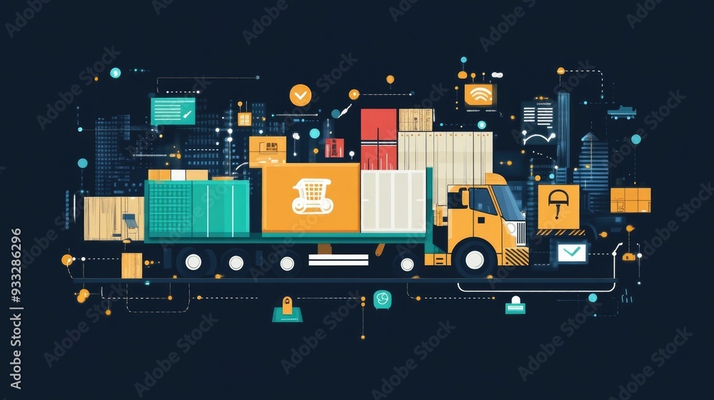 Poster automated supply chain management streamlining logistics and delivery processes for efficient visibl