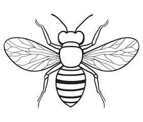 illustration of a bee silhouette line art vector