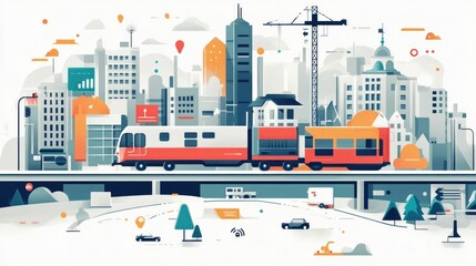 Obraz premium Optimizing Transportation Logistics with Streamlined Route Planning and Cargo Management for Efficient Delivery and Supply Chain