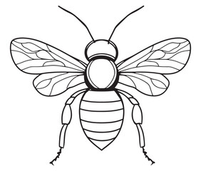 illustration of a bee silhouette line art vector
