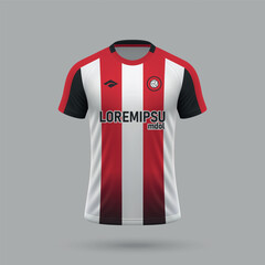 3d realistic soccer jersey in Brentford style, football shirt template 2024