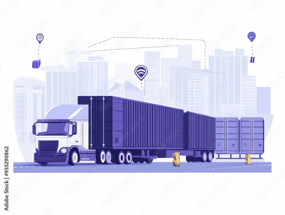 Poster flat design of a logistics monitoring system to track and analyze transportation performance data an