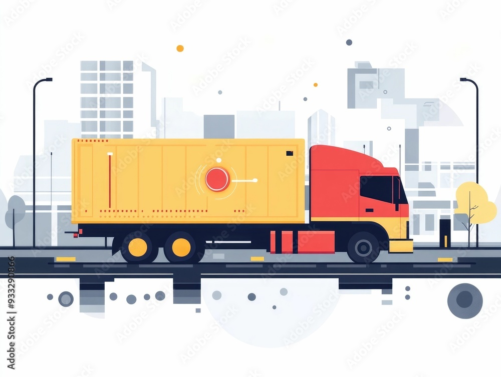 Poster real time cargo tracking and transportation logistics with flat design comprehensive supply chain ma
