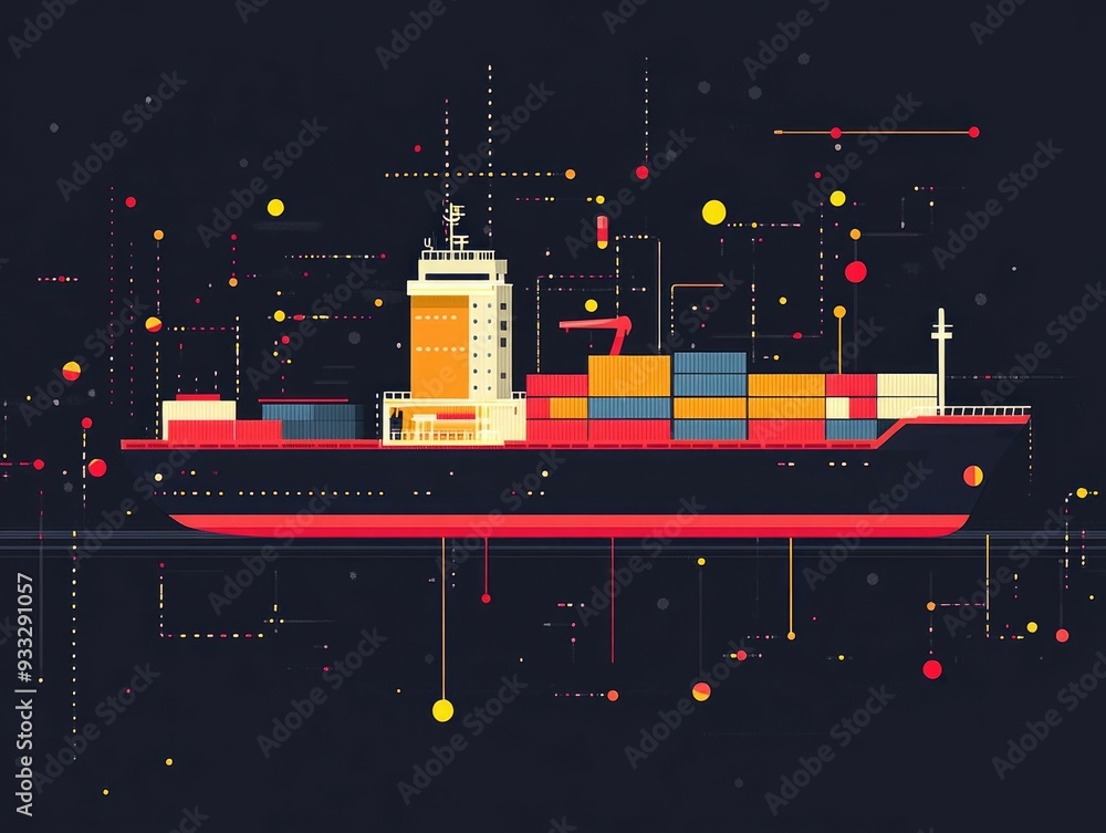 Poster streamlined logistics network optimizing global cargo and freight delivery through efficient transpo