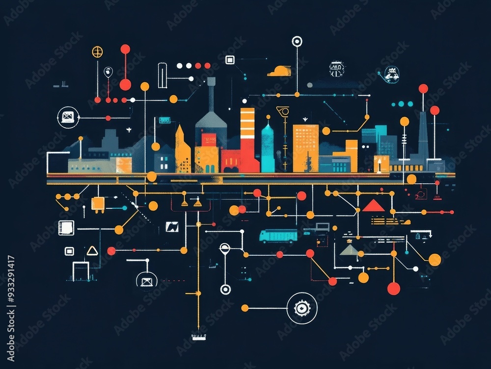 Poster interconnected supply chain network powering efficient logistics and distribution for modern busines