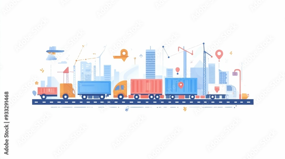 Aufkleber flat design of transportation logistics network load balancing concept showcasing efficient distribu