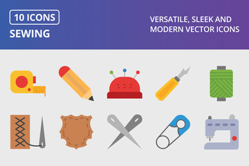 Sewing Flat Icon Set