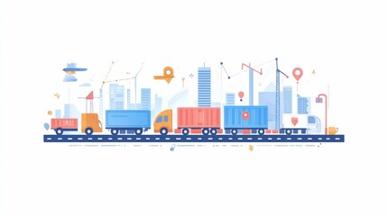 Obraz premium Flat design of transportation logistics network load balancing concept Showcasing efficient distribution freight cargo delivery supply chain management