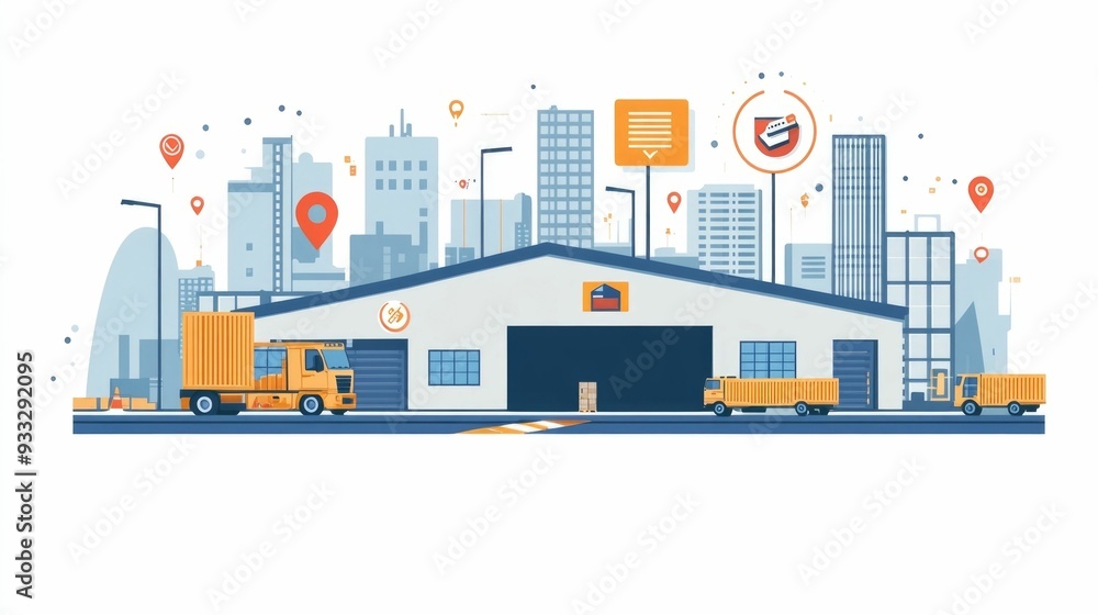 Poster streamlined logistics optimizing inventory tracking across multiple locations for efficient supply c