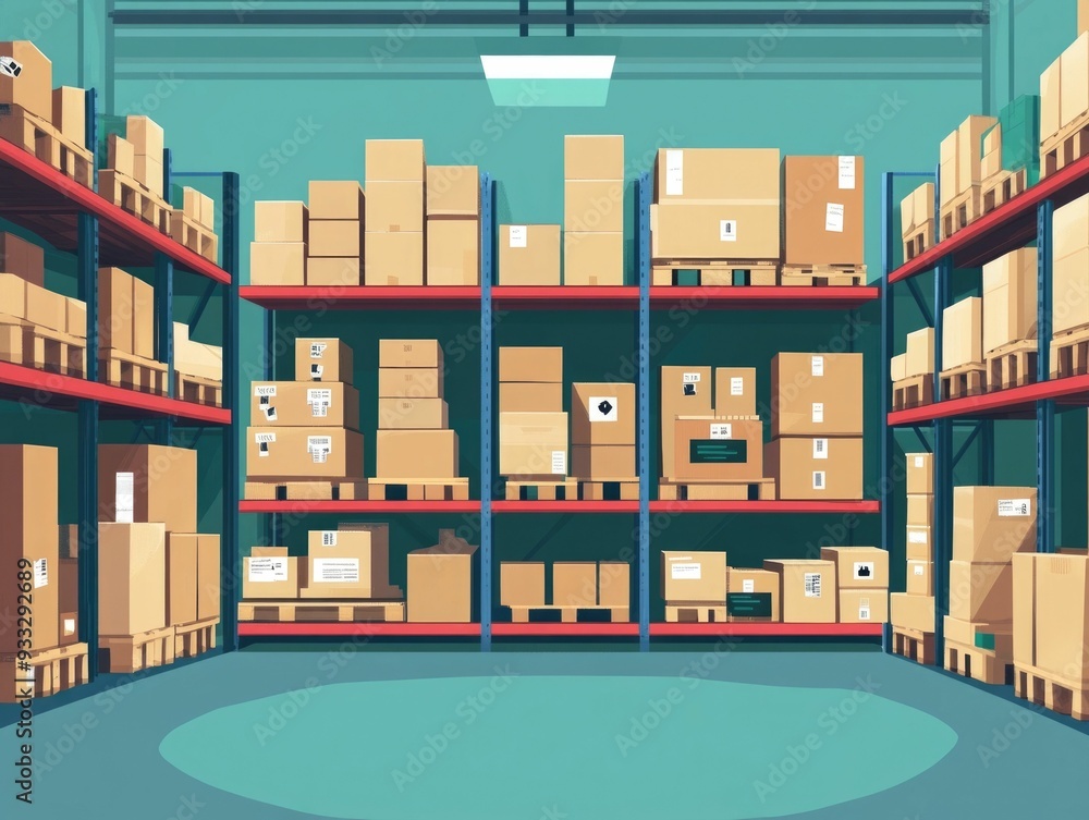Poster flat design showcasing the concept of optimized inventory replenishment and dynamic management the i