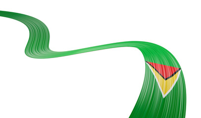 Guyana flag symbol isolated on background national banner. Independence Day 3d Illustration banner with realistic Ribbon flag
