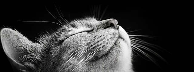 eyes shut, head erect