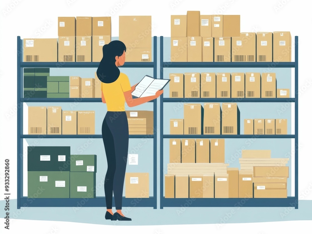Poster optimizing inventory management processes using data analytics and flat design for efficient supply 