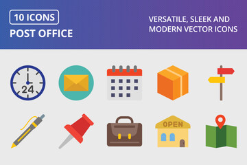 Post Office Flat Icon Set
