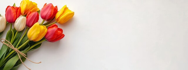 Tulips arrangement with red