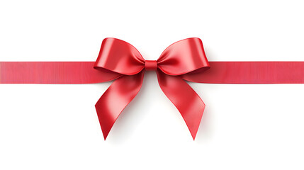 Red ribbon with bow in vector style isolated on white background.