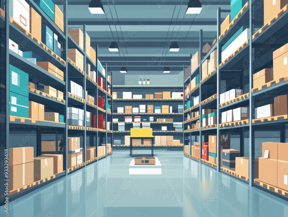 Poster flat design showcasing efficient inventory optimization and real time level monitoring for improved 