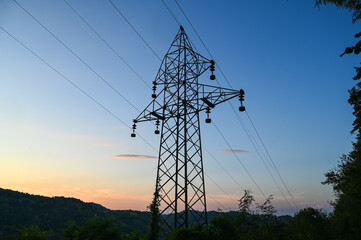 Electricity transmission line. Transmission of electric energy.