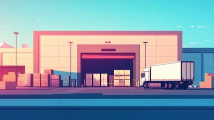 Obraz premium Efficient Cross Docking for Streamlined Inventory Management and Logistics Optimizing Supply Chain Processes through Flat Design