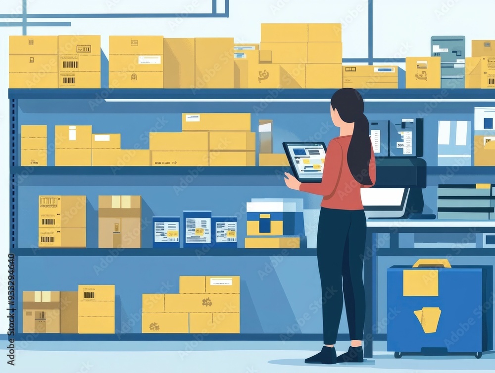 Poster efficient inventory management with barcode and rfid technology flat design for optimizing supply ch