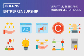 Entrepreneurship Flat Icon Set