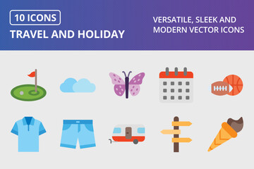 Travel and Holiday Flat Icon Set