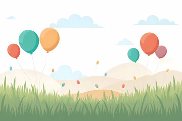 Simple flat vector illustration as Open field with American flag concept as A wide open field with an American flag waving proudly representing unity and hard work perfect for business presentations n