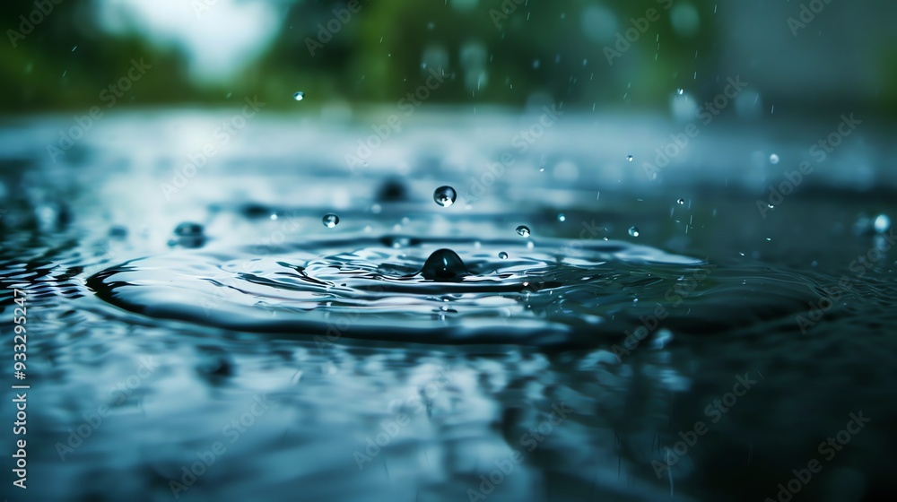 Canvas Prints a water drop falls in a still pool, creating ripples.