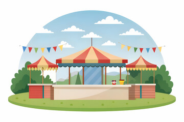 Simple flat vector illustration as Open field with American flag concept as A wide open field with an American flag waving proudly representing unity and hard work perfect for business presentations n