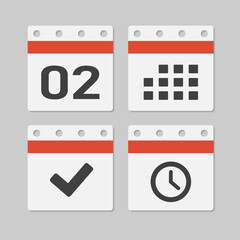 Icon page calendar - 2 day, agenda, timer, done