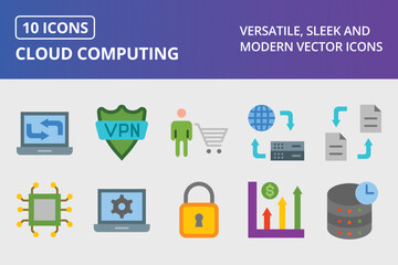 Cloud Computing Flat Icon Set