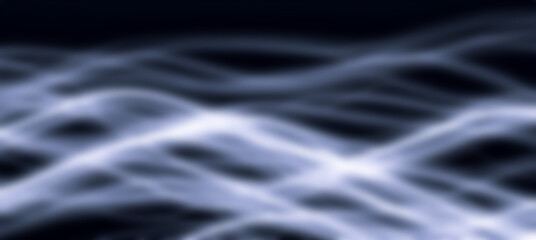 Fototapeta premium Blurred blue wavy stripes on abstract dark background