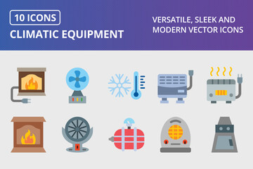 Climatic Equipment Flat Icon Set