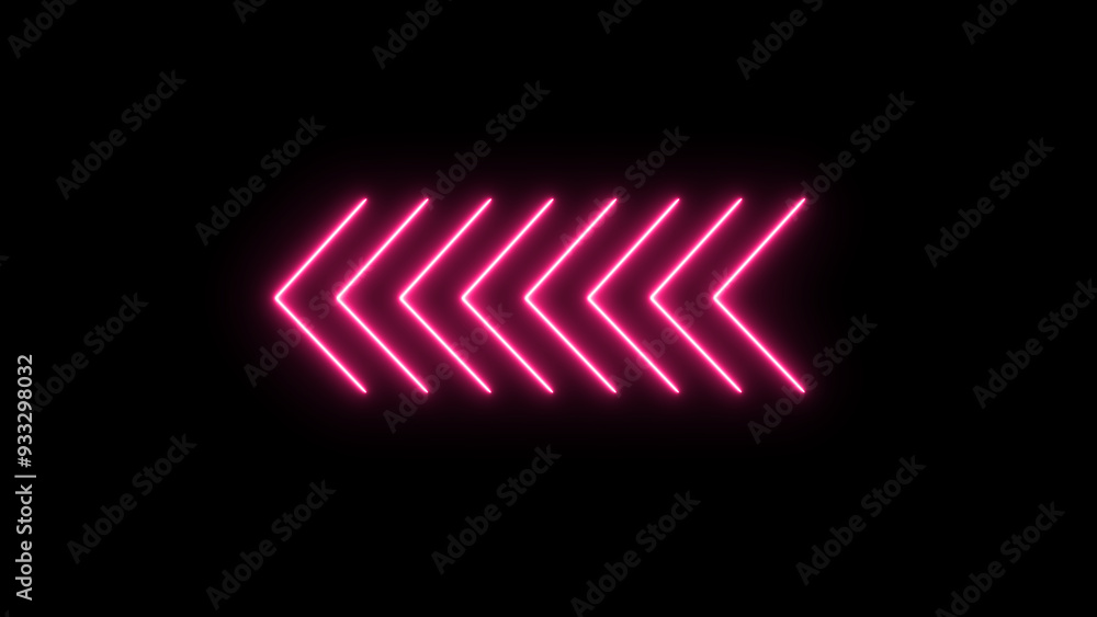 Poster left directional arrow sign. set of bright arrows pointing to the left . flashing direction indicato