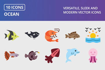 Ocean Flat Icon Set