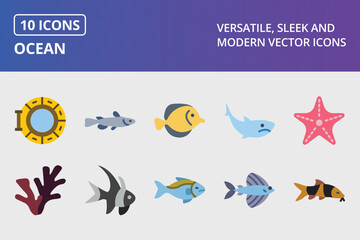 Ocean Flat Icon Set