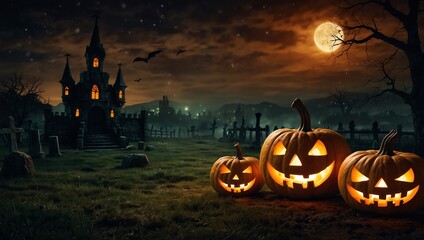 halloween background with pumpkins