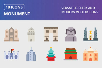 Monument Flat Icon Set