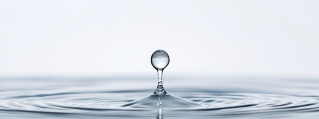  A drop falling onto a body of water, with another drop atop it