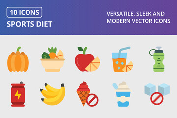 Sports Diet Flat Icon Set